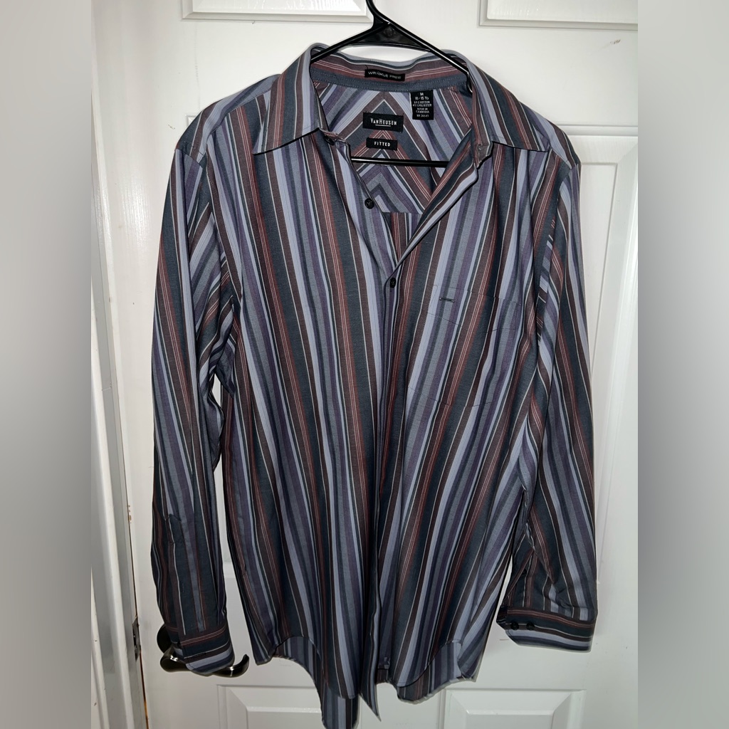 Van Heusen Men's Casual Striped Shirt - Blue And Brown
